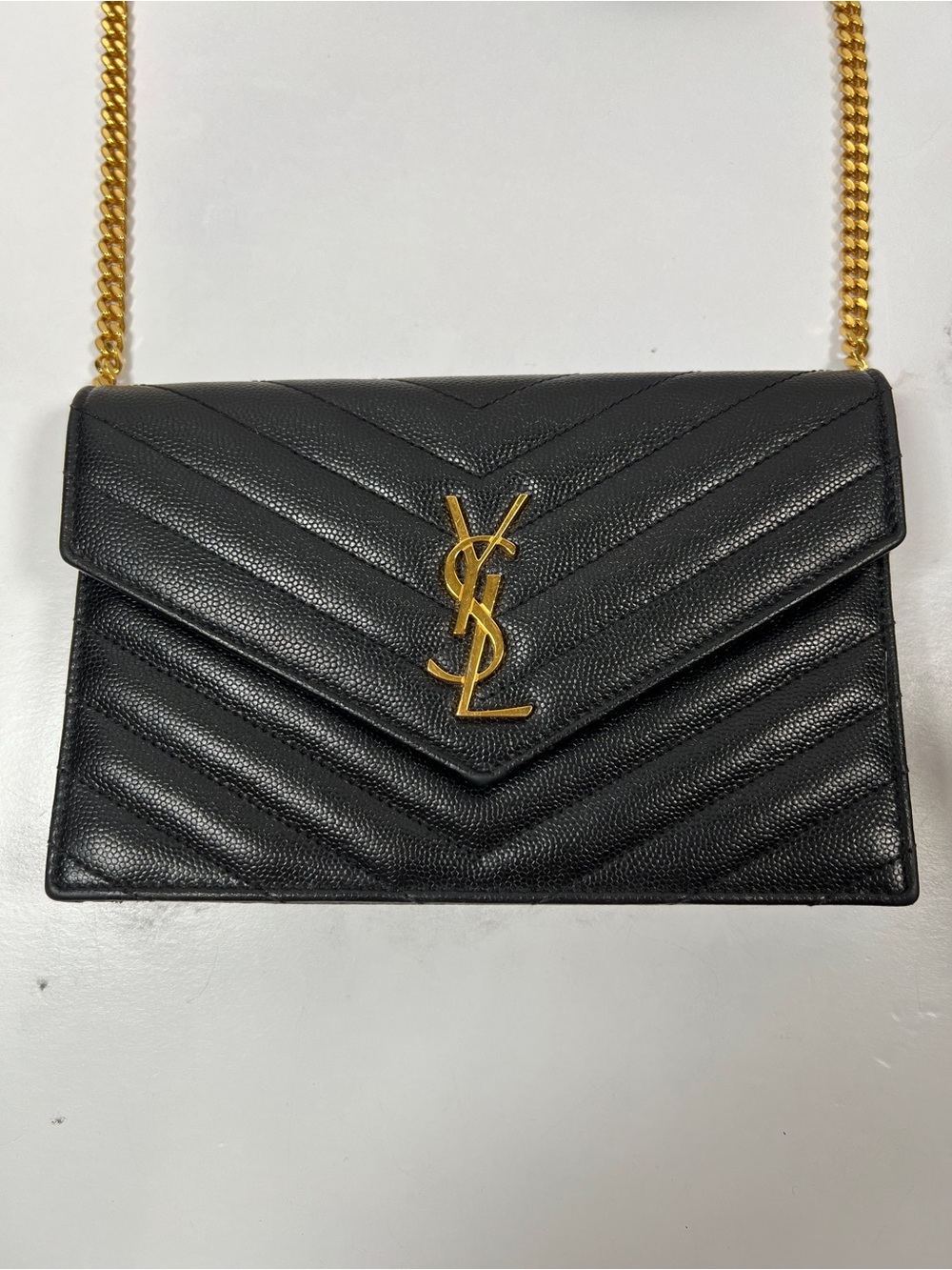 YSL Yves Saint Laurent Cassandre Matelasse Envelope Chain Wallet Crossbody Purse - Picture 2 of 9